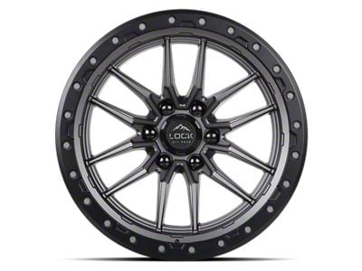 Lock Off-Road Krawler Matte Grey with Matte Black Ring 6-Lug Wheel; 18x9; -12mm Offset (2024 Tacoma)