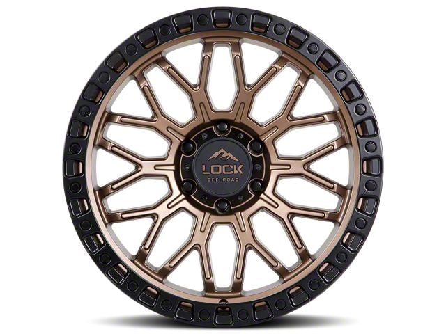 Lock Off-Road Combat Matte Bronze with Matte Black Ring 6-Lug Wheel; 17x9; -12mm Offset (21-24 Bronco, Excluding Raptor)