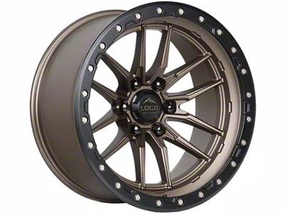 Lock Off-Road Krawler Matte Bronze with Matte Black Ring 6-Lug Wheel; 22x10; -18mm Offset (22-24 Bronco Raptor)