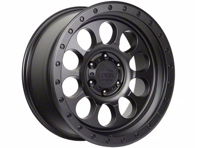 Lock Off-Road 50Cal Matte Black with Matte Black Ring Wheel; 17x9 (18-24 Jeep Wrangler JL)