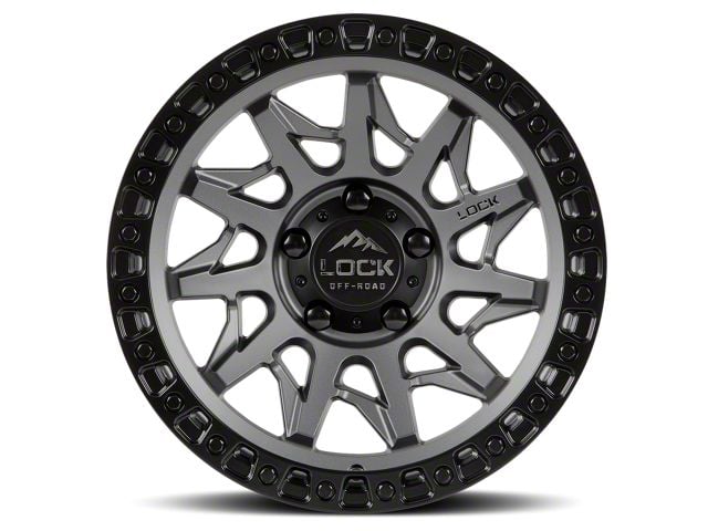 Lock Off-Road Lunatic Matte Grey with Matte Black Ring Wheel; 20x10 (07-18 Jeep Wrangler JK)