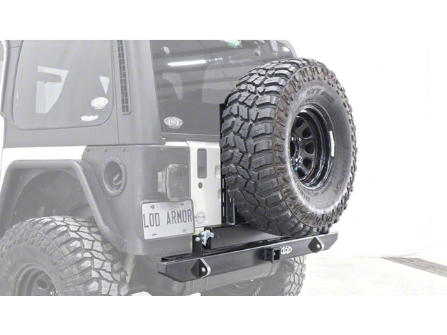 LoD Offroad Destroyer Expedition Series Rear Bumper with Tire Carrier; Black Texture (87-06 Jeep Wrangler YJ & TJ)