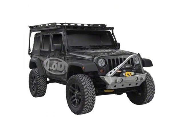 LoD Offroad Destroyer Shorty Front Bumper with Stinger Guard; Black Texture (07-18 Jeep Wrangler JK)