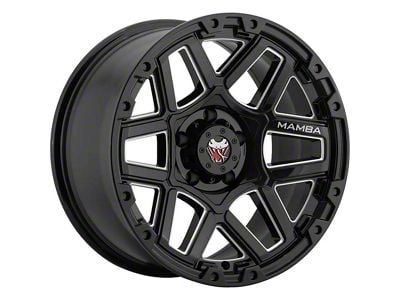 Mamba Offroad Wheels Type M23 Gloss Black with Machined Ball Cut Wheel; 20x9; 12mm Offset (07-18 Jeep Wrangler JK)