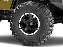 Mammoth Boulder Simulated Beadlock Style Black Wheel; 15x8; -19mm Offset (97-06 Jeep Wrangler TJ)