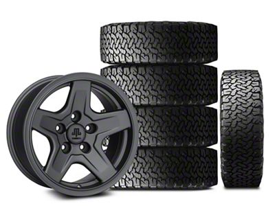 Mammoth Boulder Charcoal 16x8 Wheel and BF Goodrich All Terrain TA KO2 305/70R16 Tire Kit (07-18 Jeep Wrangler JK)