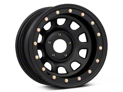 Mammoth D-Window Simulated Beadlock Matte Black Wheel; 15x8; -19mm Offset (84-01 Jeep Cherokee XJ)