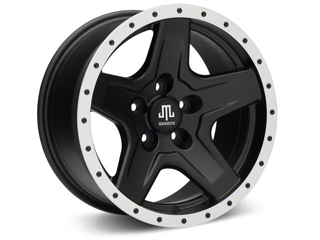 Mammoth Boulder Simulated Beadlock Style Black Wheel; 16x8 (93-98 Jeep Grand Cherokee ZJ)