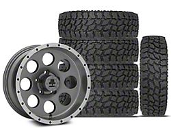 15x8 Mammoth 8 Beadlock Style & 31in Mudclaw Mud-Terrain Comp MTX Tire Package; Set of 5 (97-06 Jeep Wrangler TJ)