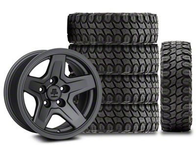 15x8 Mammoth Boulder & 31in Gladiator Mud-Terrain X-Comp M/T Tire Package; Set of 5 (97-06 Jeep Wrangler TJ)