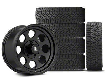 17x9 Mammoth 8 Aluminum & 33in Falken All-Terrain Wildpeak A/T3W Tire Package; Set of 5 (07-18 Jeep Wrangler JK)