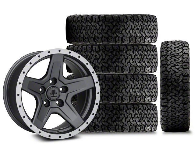 17x9 Mammoth Boulder Beadlock Style & 33in BF Goodrich All-Terrain T/A KO Tire Package; Set of 5 (18-24 Jeep Wrangler JL)