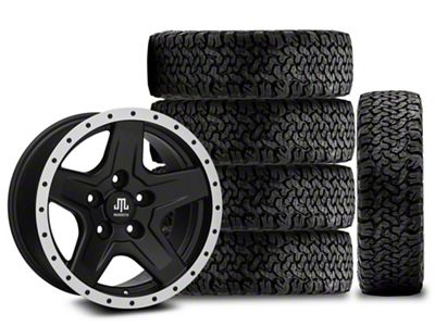 17x9 Mammoth Boulder Beadlock Style & 34in BF Goodrich All-Terrain T/A KO Tire Package; Set of 5 (18-24 Jeep Wrangler JL)