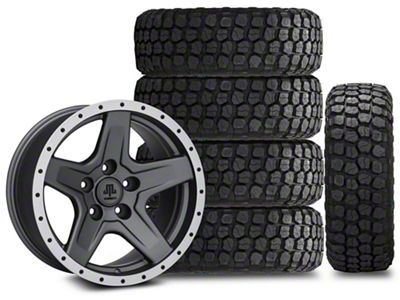 17x9 Mammoth Boulder Beadlock Style & 33in Ironman Mud-Terrain All Country Tire Package; Set of 5 (07-18 Jeep Wrangler JK)