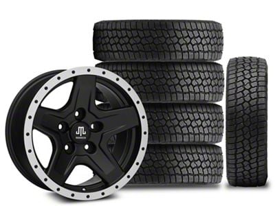 17x9 Mammoth Boulder Beadlock Style & 33in Milestar All-Terrain Patagonia AT/R Tire Package; Set of 5 (18-24 Jeep Wrangler JL)