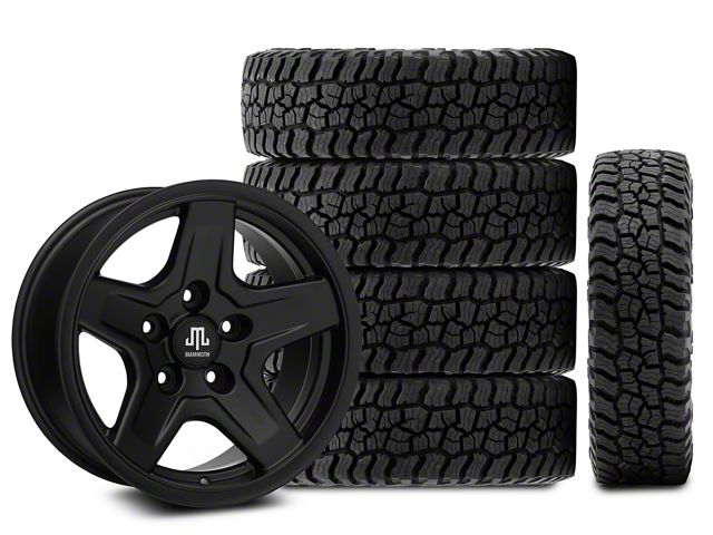 17x9 Mammoth Boulder & 33in Mickey Thompson All-Terrain Baja Boss Tire Package; Set of 5 (07-18 Jeep Wrangler JK)