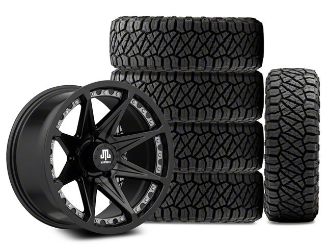 17x9 Mammoth Type 88 & 33in NITTO All-Terrain Ridge Grappler A/T Tire Package; Set of 5 (18-24 Jeep Wrangler JL)