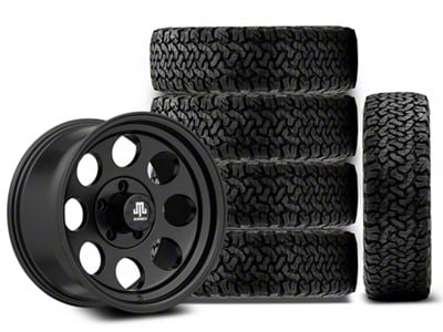 17x9 Mammoth 8 Aluminum & 34in BF Goodrich All-Terrain T/A KO Tire Package; Set of 5 (07-18 Jeep Wrangler JK)