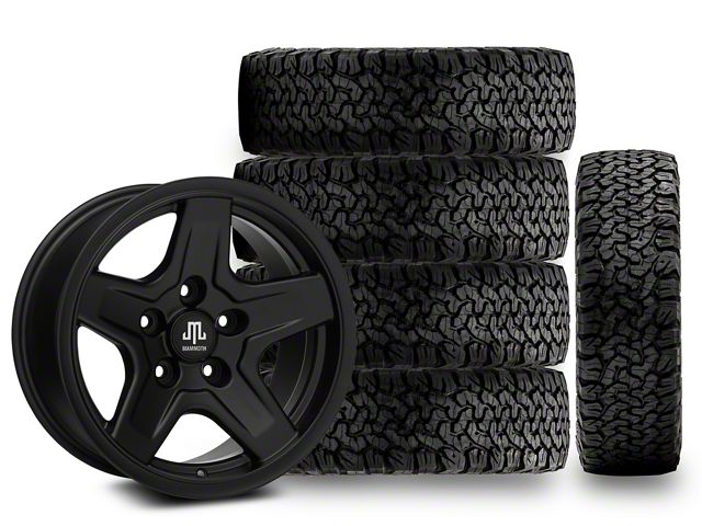 17x9 Mammoth Boulder & 33in BF Goodrich All-Terrain T/A KO Tire Package; Set of 5 (18-24 Jeep Wrangler JL)