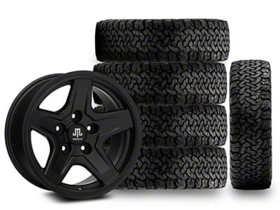 17x9 Mammoth Boulder & 34in BF Goodrich All-Terrain T/A KO Tire Package; Set of 5 (18-24 Jeep Wrangler JL)