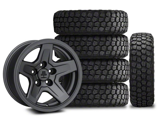 17x9 Mammoth Boulder & 35in Ironman Mud-Terrain All Country Tire Package; Set of 5 (07-18 Jeep Wrangler JK)
