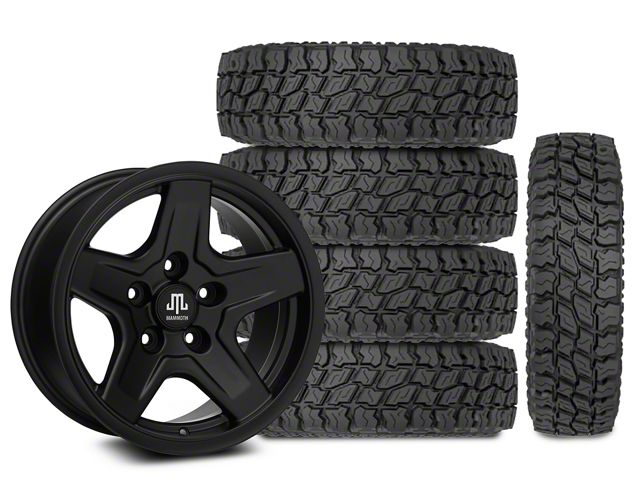 17x9 Mammoth Boulder & 35in Mudclaw Mud-Terrain Comp MTX Tire Package; Set of 5 (07-18 Jeep Wrangler JK)