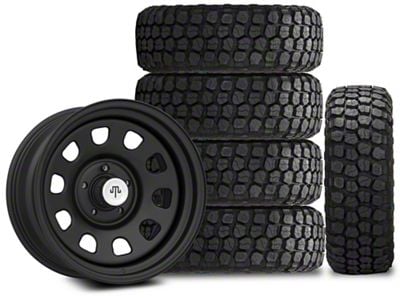 17x9 Mammoth D Window & 35in Ironman Mud-Terrain All Country Tire Package; Set of 5 (07-18 Jeep Wrangler JK)
