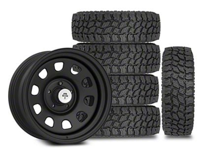 17x9 Mammoth D Window & 35in Mudclaw Mud-Terrain Comp MTX Tire Package; Set of 5 (18-24 Jeep Wrangler JL)