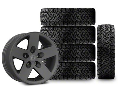 17x9 Mammoth Moab & 33in BF Goodrich All-Terrain T/A KO Tire Package; Set of 5 (07-18 Jeep Wrangler JK)
