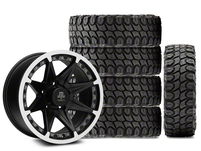 17x9 Mammoth Type 88 & 35in Gladiator Mud-Terrain X-Comp M/T Tire Package; Set of 5 (07-18 Jeep Wrangler JK)