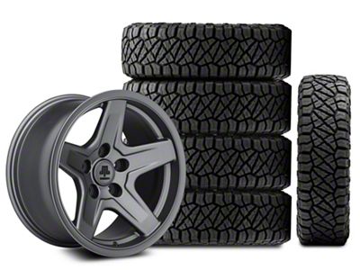 17x9 Mammoth Boulder & 33in NITTO All-Terrain Ridge Grappler A/T Tire Package; Set of 5 (07-18 Jeep Wrangler JK)