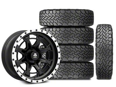 17x9 Mammoth Split 16 & 33in General All-Terrain Grabber ATX Tire Package; Set of 5 (07-18 Jeep Wrangler JK)