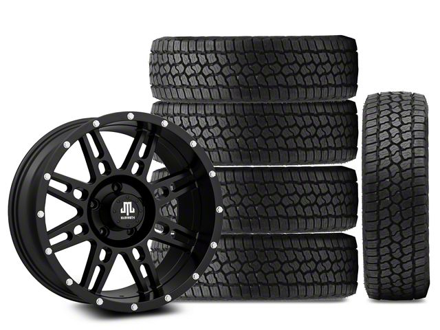 18x9 Mammoth Vader & 33in Milestar All-Terrain Patagonia AT/R Tire Package; Set of 5 (18-24 Jeep Wrangler JL)