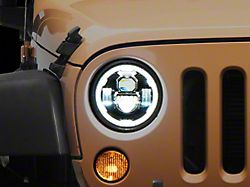 Raxiom Axial Series 7-Inch LED Headlights with DRL; Black Housing; Clear Lens (07-18 Jeep Wrangler JK)