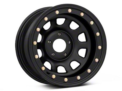 Mammoth D-Window Simulated Beadlock Matte Black Wheel; 15x8; -19mm Offset (87-95 Jeep Wrangler YJ)