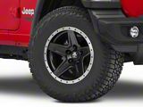 Mammoth Boulder Simulated Beadlock Style Black Wheel; 17x9; -6mm Offset (18-24 Jeep Wrangler JL)