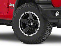 Mammoth Boulder Simulated Beadlock Style Black Wheel; 17x9 (18-24 Jeep Wrangler JL)