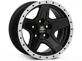 Mammoth Boulder Simulated Beadlock Style Black Wheel; 15x8; -19mm Offset (87-95 Jeep Wrangler YJ)