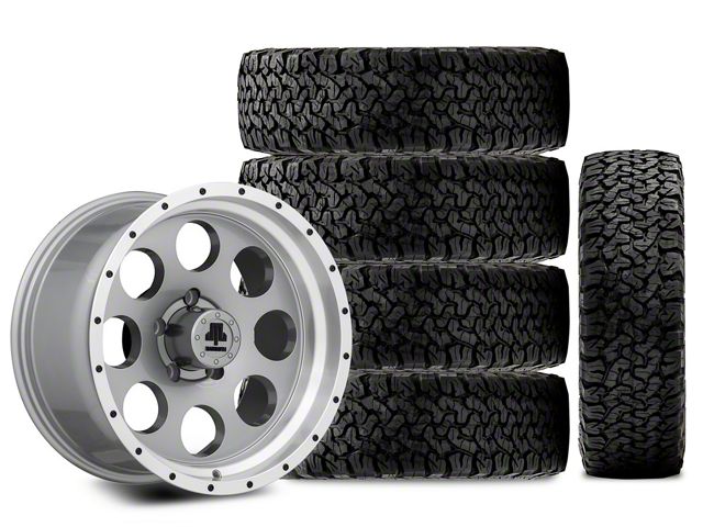 17x9 Mammoth 8 Beadlock Wheel & 33in BF Goodrich All-Terrain T/A KO Tire Package; Set of 5 (07-18 Jeep Wrangler JK)