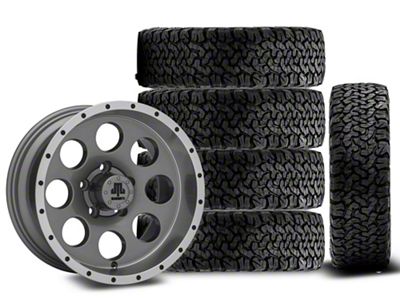 15x8 Mammoth 8 Beadlock Style Wheel & 33in BF Goodrich All-Terrain T/A KO Tire Package; Set of 5 (97-06 Jeep Wrangler TJ)