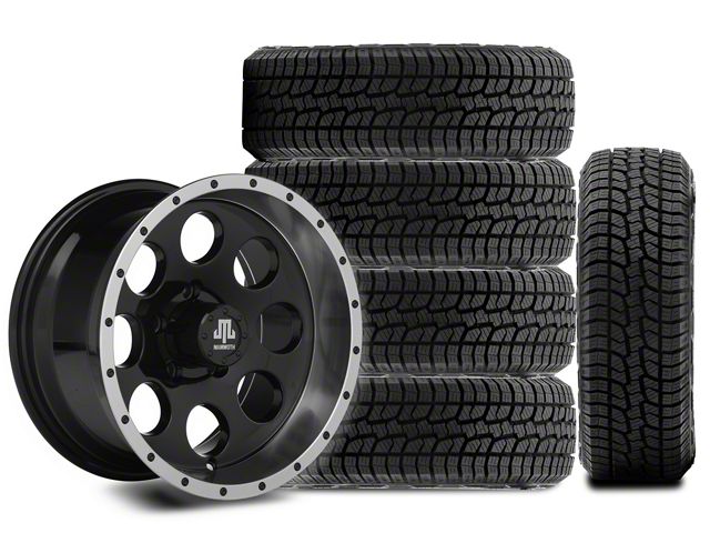 15x8 Mammoth 8 Beadlock Style Wheel & 31in West Lake All-Terrain SL369 Tire Package; Set of 5 (97-06 Jeep Wrangler TJ)