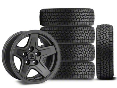 15x8 Mammoth Boulder Wheel & 31in Milestar All-Terrain Patagonia AT/R Tire Package; Set of 5 (97-06 Jeep Wrangler TJ)