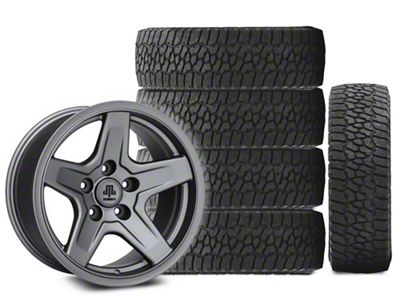 17x9 Mammoth Boulder Wheel & 33in Falken All-Terrain Wildpeak A/T3W Tire Package; Set of 5 (18-24 Jeep Wrangler JL)