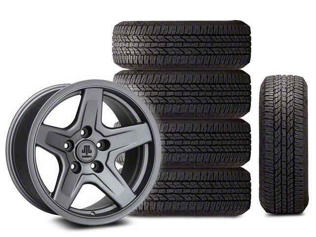 17x9 Mammoth Boulder Wheel & 33in Yokohama All-Terrain Geolandar A/T Tire Package; Set of 5 (18-24 Jeep Wrangler JL)