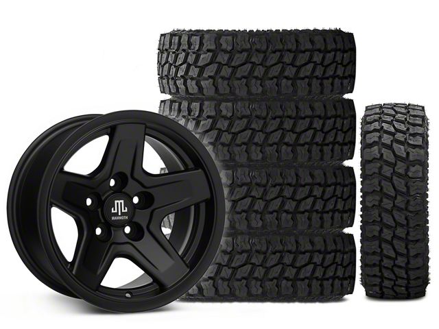 15x8 Mammoth Boulder Wheel & 31in Mudclaw Mud-Terrain Comp MTX Tire Package; Set of 5 (97-06 Jeep Wrangler TJ)