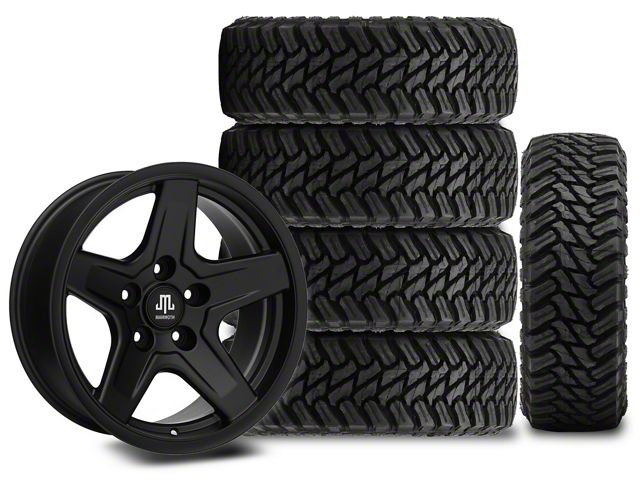 17x9 Mammoth Boulder Wheel & 35in Atturo Mud-Terrain Trail Blade M/T Tire Package; Set of 5 (07-18 Jeep Wrangler JK)