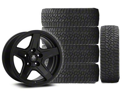 17x9 Mammoth Boulder Wheel & 33in Falken All-Terrain Wildpeak A/T3W Tire Package; Set of 5 (07-18 Jeep Wrangler JK)