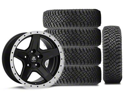 17x9 Mammoth Boulder Beadlock Style Wheel & 35in Atturo All-Terrain Trail Blade X/T Tire Package; Set of 5 (07-18 Jeep Wrangler JK)