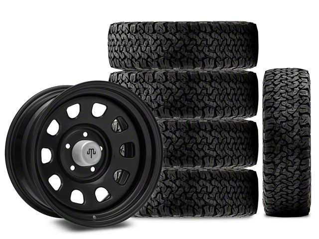 17x9 Mammoth D Window Wheel & 33in BF Goodrich All-Terrain T/A KO Tire Package; Set of 5 (07-18 Jeep Wrangler JK)