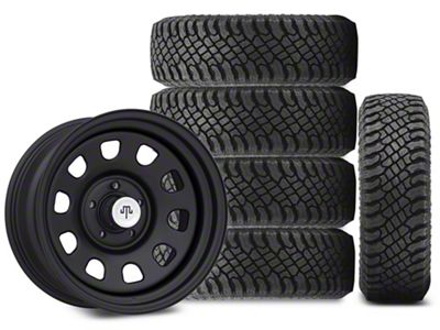 17x9 Mammoth D Window Wheel & 35in Atturo All-Terrain Trail Blade X/T Tire Package; Set of 5 (07-18 Jeep Wrangler JK)